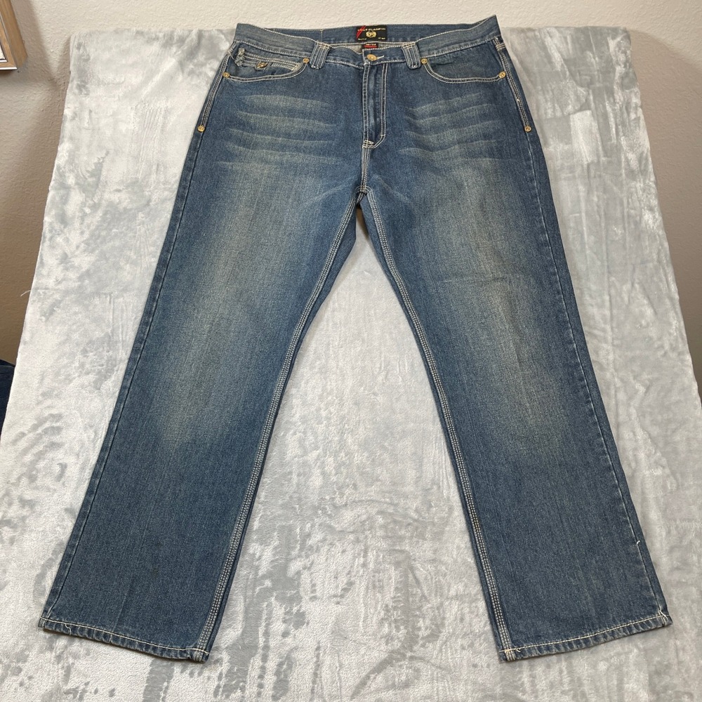 Phat Farm Phat Classics Mens 40x34 Blue Denim Relaxed Straight Leg Jeans Y2K